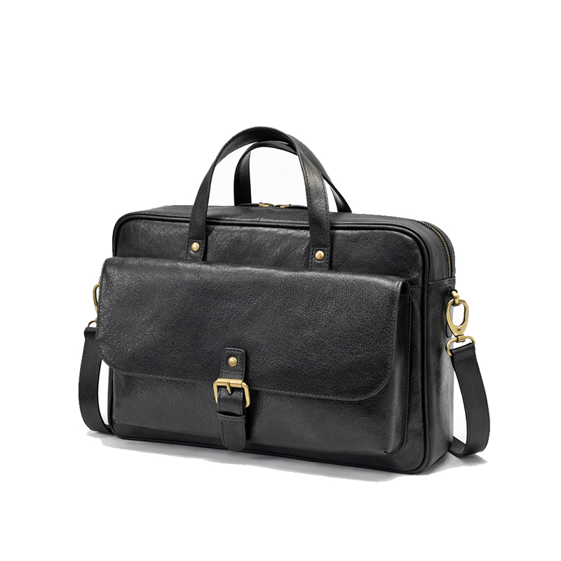Heritage Laptop Bag – Black Buff Leather Executive Bag