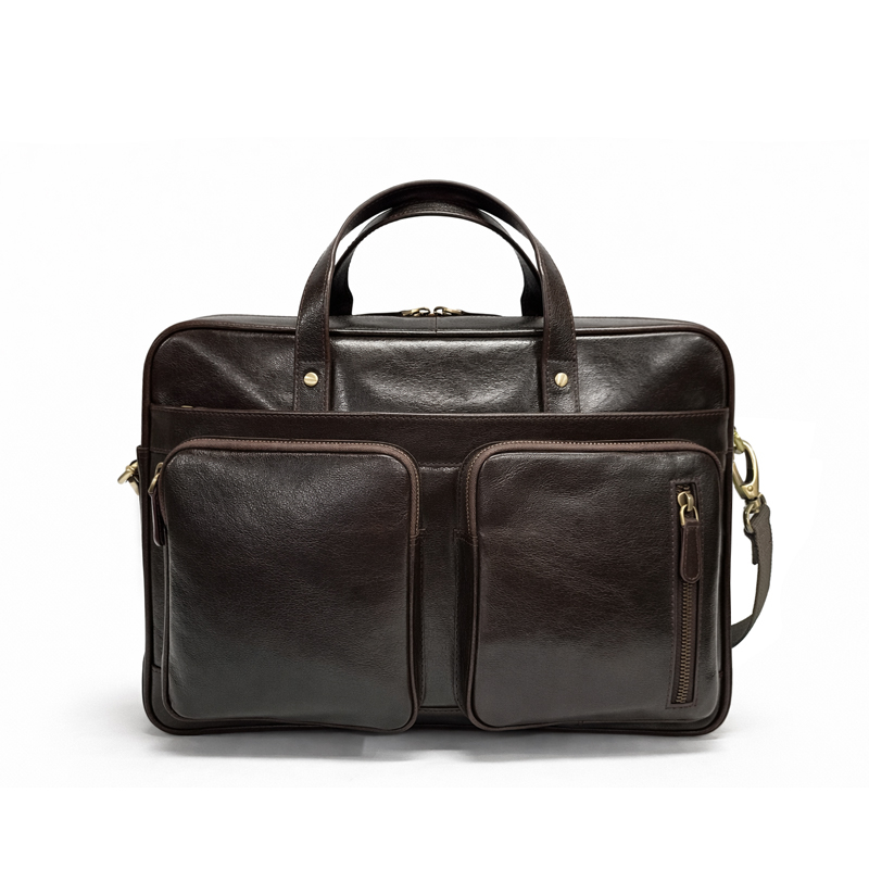 Classic Leather Dual Pocket Briefcase