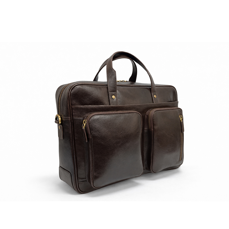 Classic Leather Dual Pocket Briefcase