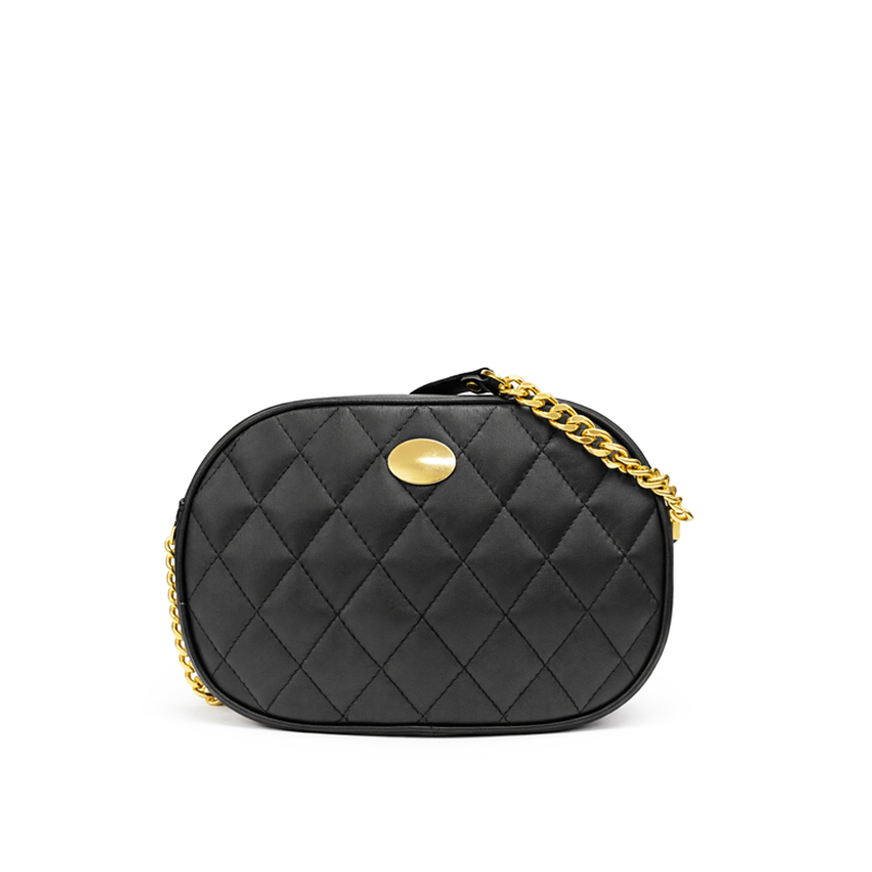 Napoli Quilted Oval Camera Bag - Black
