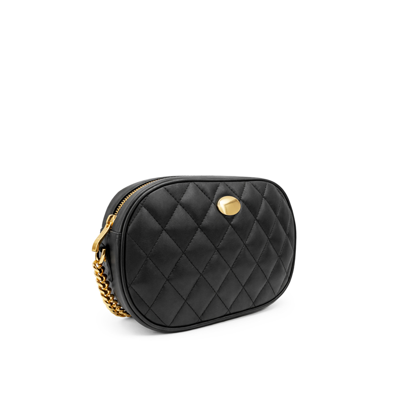 Napoli Quilted Oval Camera Bag - Black