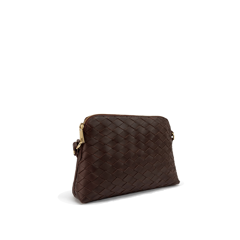 Woven Leather Crossbody Bag - Bordeaux