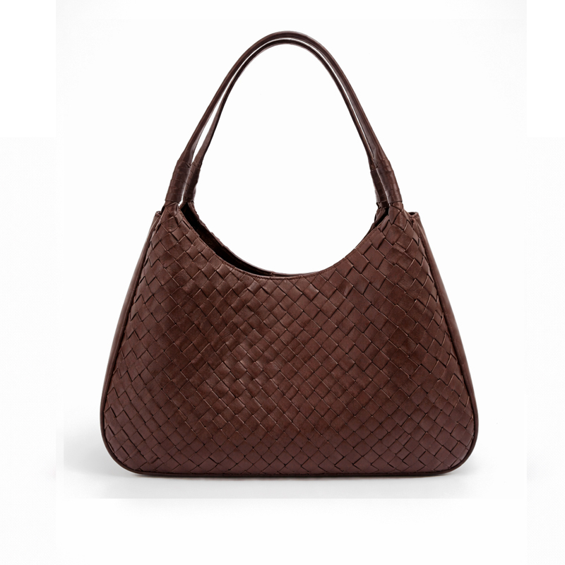 Woven  Leather Hobo Bag - Bordeaux