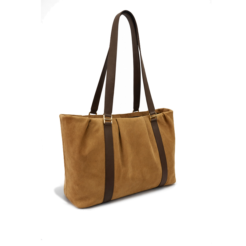 Suede Horizon Tote – Sand & Chocolate