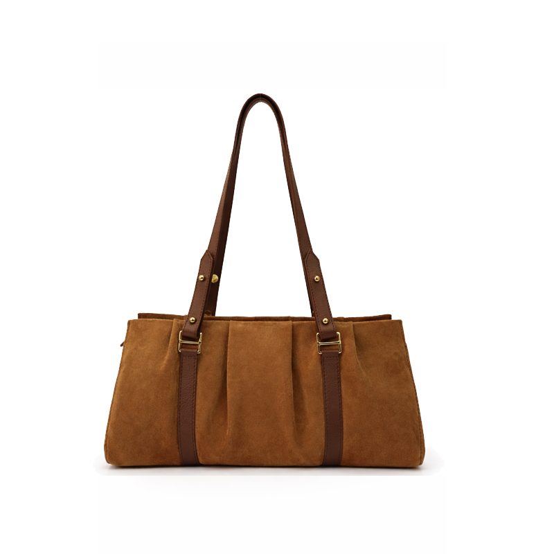 Suede East West Shoulder Bag – Burnt Umber & Dark Brown
