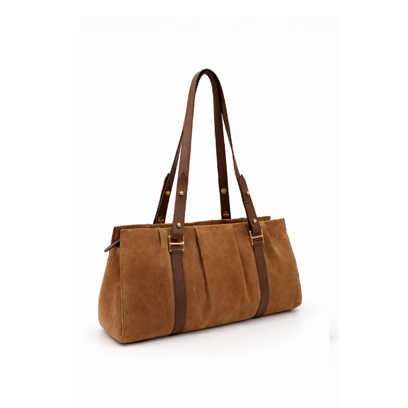 Suede East West Shoulder Bag – Burnt Umber & Dark Brown