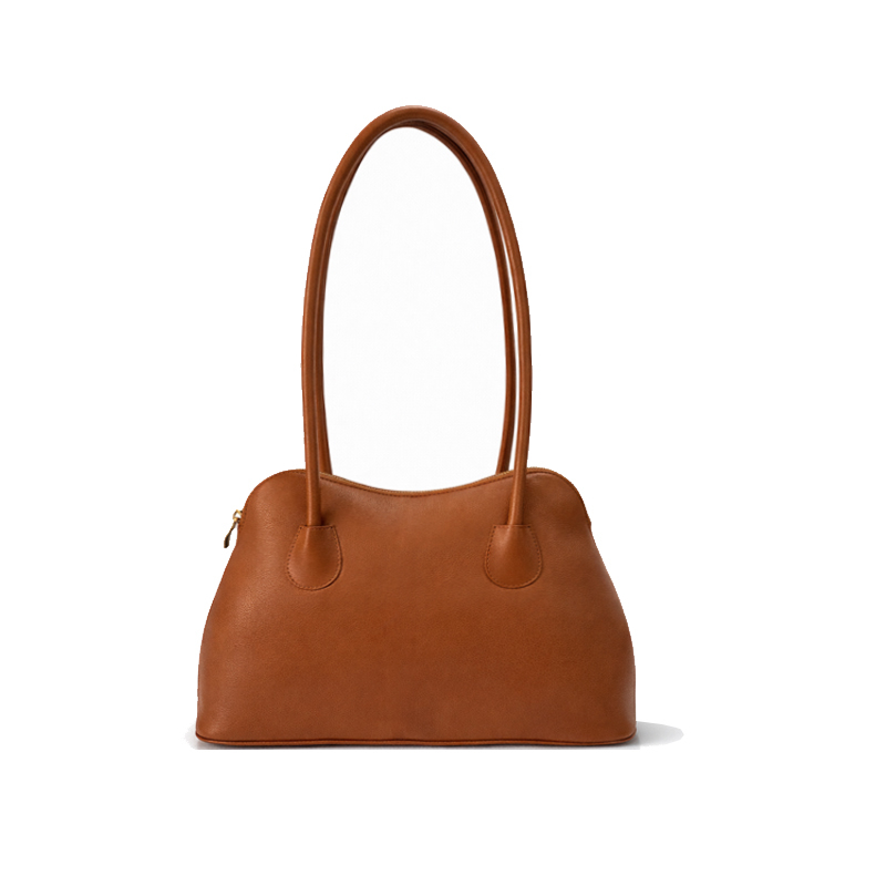 Leather Bow-Top Shoulder Bag - Caramel