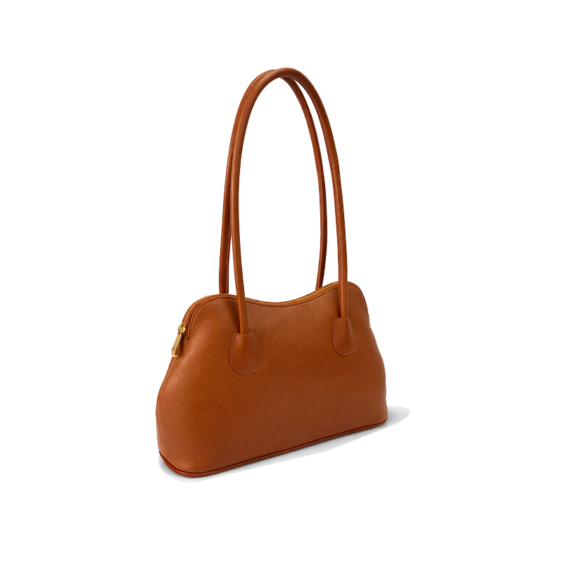 Leather Bow-Top Shoulder Bag - Caramel