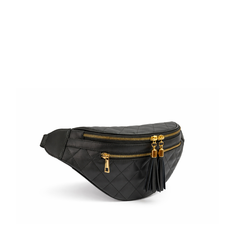 Napoli Quilted Tassel Belt Bag - Black