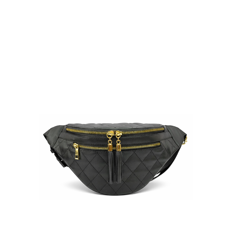 Napoli Quilted Tassel Belt Bag - Black